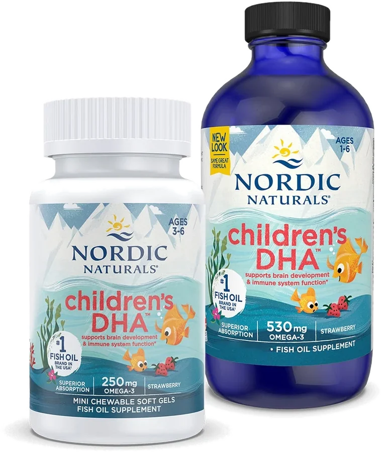 Nordic Naturals Children's DHA dạng viên nhai và dạng siro